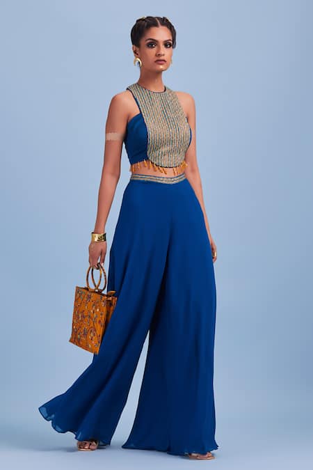 Diyarajvvir Embroidered Crop Top & Pant Set 