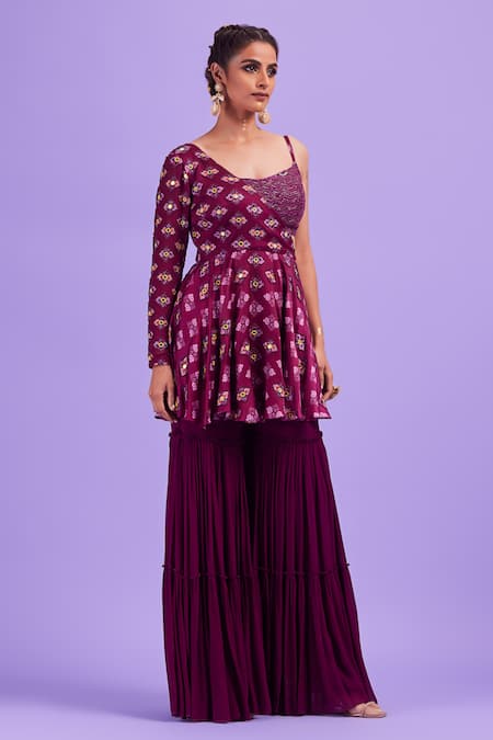 DiyaRajvvir One Shoulder Kurta & Gharara Set 