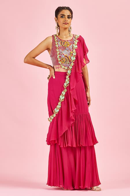 DiyaRajvvir Pre-Draped Saree With Blouse 