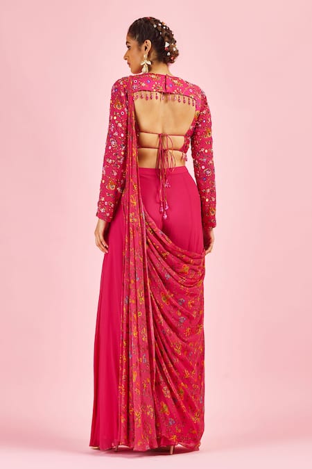 Diyarajvvir Sharara Saree With Embroidered Blouse 
