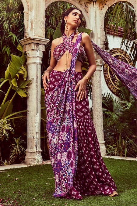 Diyarajvvir Printed Gharara Saree With Blouse 