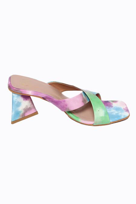 NR By Nidhi Rathi_Multi Color Tie-dye Tie And Dye Block Heels_Online_at_Aza_Fashions