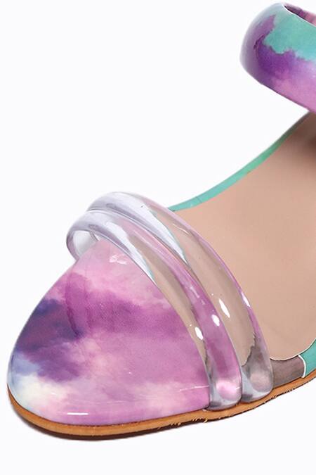 NR By Nidhi Rathi_Multi Color Tie-dye Rainbow Block Heels_at_Aza_Fashions