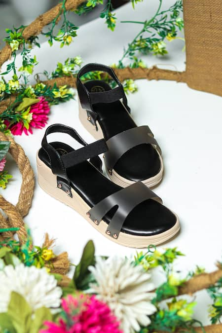 Plain black wedges hot sale