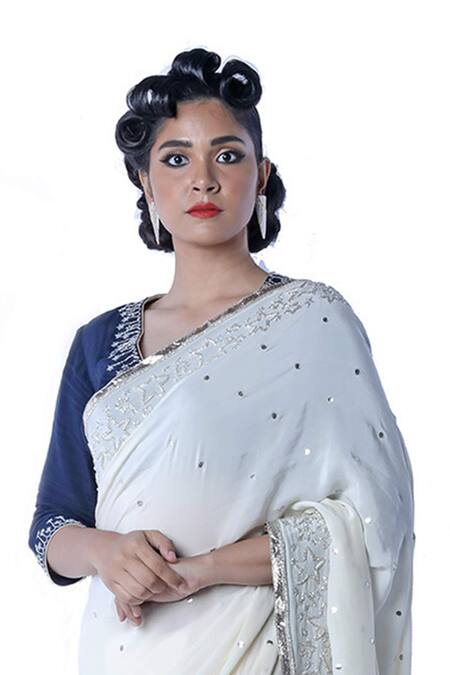 Buy Debarun White Crepe Silk Embroidered Saree Online at Aza Fashions Buy_Debarun_White Crepe Silk Embroidered Saree _Online_at_Aza_Fashions