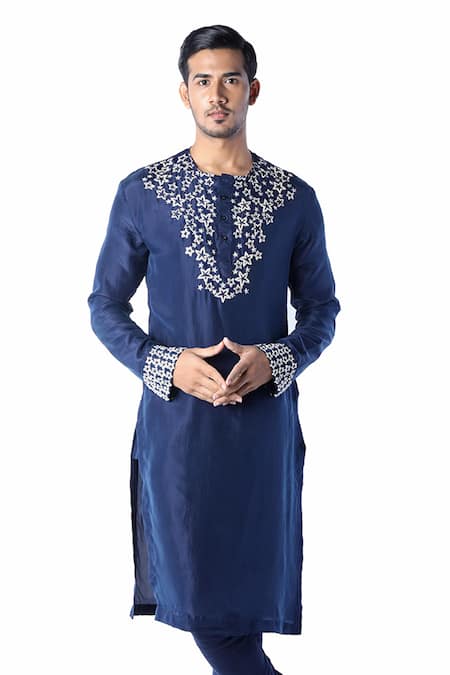 Debarun Embroidered Silk Kurta Set 