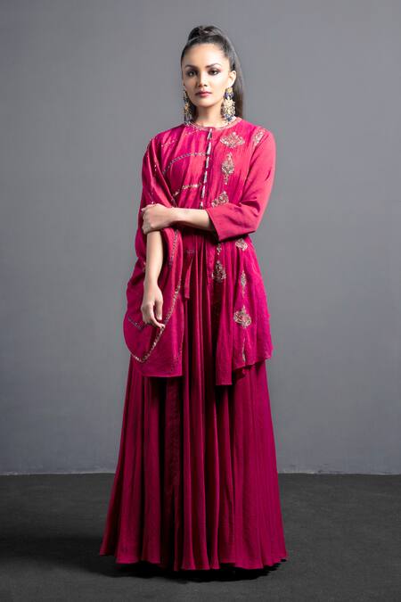 Shop Neha & Tarun Purple Crush Cotton Rayon Round Embroidered Gown Online at Aza Fashions Shop_Neha & Tarun_Purple Crush Cotton Rayon Round Embroidered Gown _Online_at_Aza_Fashions
