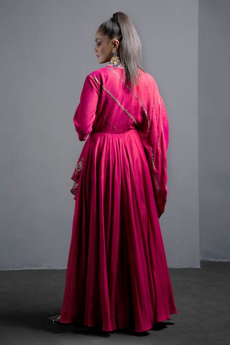 Shop Neha & Tarun Purple Crush Cotton Rayon Round Embroidered Gown at Aza Fashions Shop_Neha & Tarun_Purple Crush Cotton Rayon Round Embroidered Gown _at_Aza_Fashions