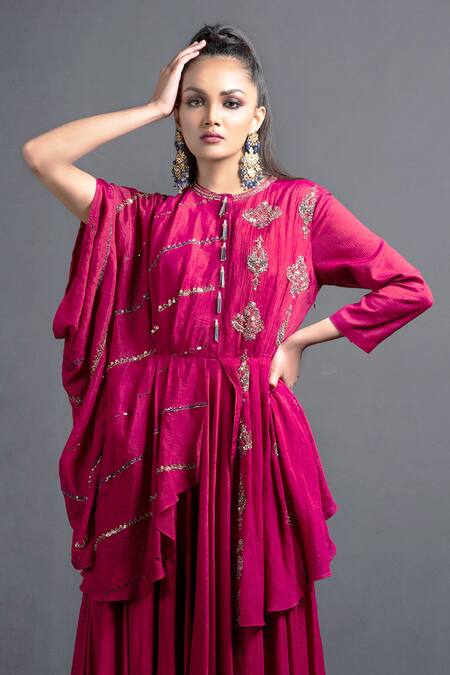 Buy Neha & Tarun Purple Crush Cotton Rayon Round Embroidered Gown Online at Aza Fashions Buy_Neha & Tarun_Purple Crush Cotton Rayon Round Embroidered Gown _Online_at_Aza_Fashions