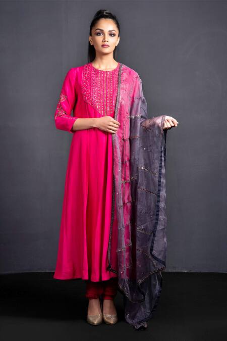Neha & Tarun Purple Kurta Modal Silk Round Embroidered Set Online at Aza Fashions Neha & Tarun_Purple Kurta Modal Silk Round Embroidered Set _Online_at_Aza_Fashions