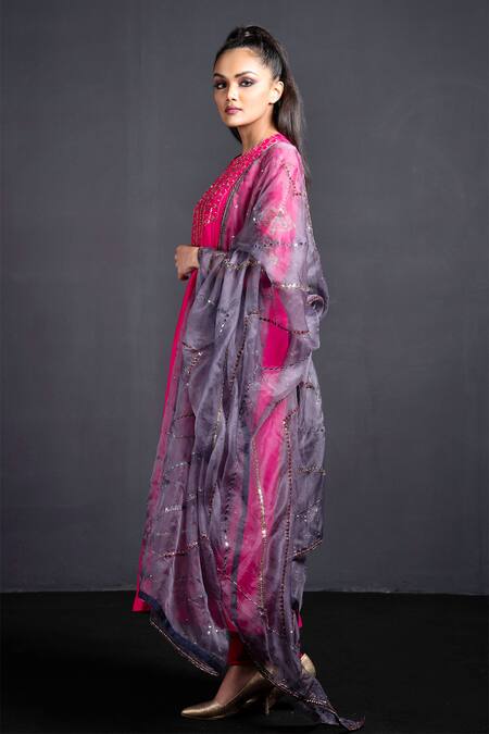 Buy Neha & Tarun Purple Kurta Modal Silk Round Embroidered Set Online at Aza Fashions Buy_Neha & Tarun_Purple Kurta Modal Silk Round Embroidered Set _Online_at_Aza_Fashions
