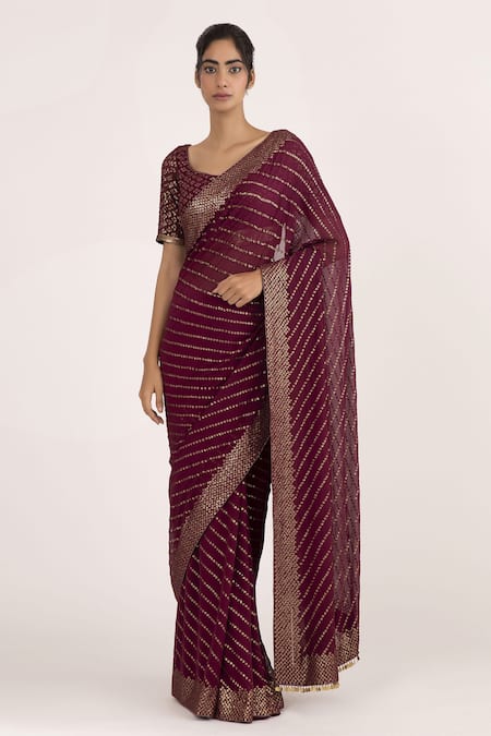 Buy Chiffon Contemporary Saree in Maroon Online