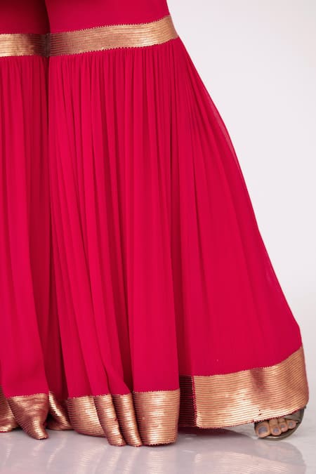 Nakul Sen_Gold Chiffon Mandarin Collar Sequin Embroidered Kurta Set_at_Aza_Fashions