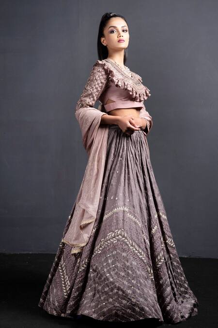 Neha & Tarun Grey Blouse Natural Crepe, Dupatta Chiffon, Lehenga Modal Embroidered Set Online at Aza Fashions Neha & Tarun_Grey Blouse Natural Crepe, Dupatta Chiffon, Lehenga Modal Embroidered Set _Online_at_Aza_Fashions