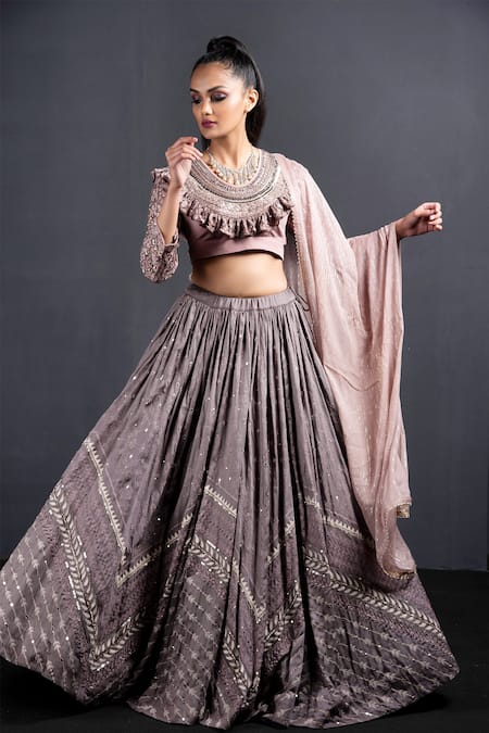 Buy Neha & Tarun Grey Blouse Natural Crepe, Dupatta Chiffon, Lehenga Modal Embroidered Set Online at Aza Fashions Buy_Neha & Tarun_Grey Blouse Natural Crepe, Dupatta Chiffon, Lehenga Modal Embroidered Set _Online_at_Aza_Fashions