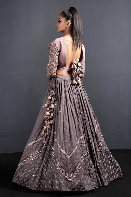 Dusty Grey Embroidered Georgette Lehenga Choli | Lehenga, Bridal lehenga  choli, Designer lehenga choli