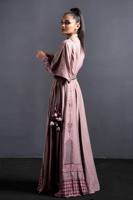 Shop Neha & Tarun Pink Chanderi Silk Round Gown at Aza Fashions Shop_Neha & Tarun_Pink Chanderi Silk Round Gown _at_Aza_Fashions