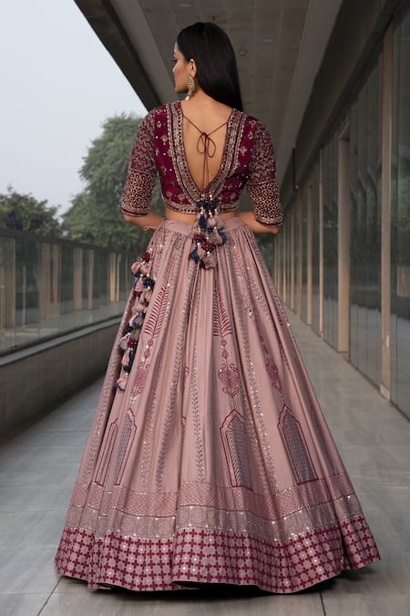 Shop Neha & Tarun Purple Blouse , Dupatta Georgette, Lehenga Modal V Embroidered Set at Aza Fashions Shop_Neha & Tarun_Purple Blouse , Dupatta Georgette, Lehenga Modal V Embroidered Set _at_Aza_Fashions