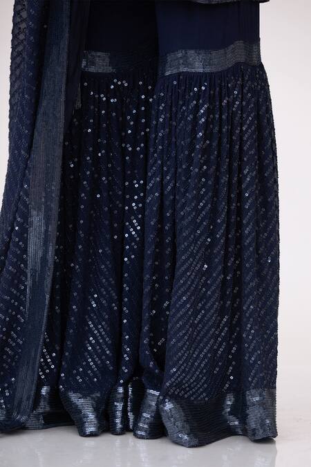 Shop Nakul Sen Blue Chiffon Sequin Keyhole Embroidered Kurta Set Online at Aza Fashions Shop_Nakul Sen_Blue Chiffon Sequin Keyhole Embroidered Kurta Set _Online_at_Aza_Fashions