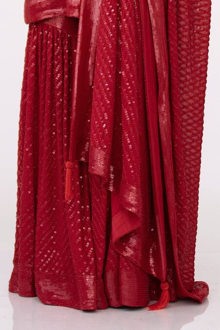 Shop Nakul Sen Red Chiffon Sequin Keyhole Embroidered Kurta Set Online at Aza Fashions Shop_Nakul Sen_Red Chiffon Sequin Keyhole Embroidered Kurta Set _Online_at_Aza_Fashions