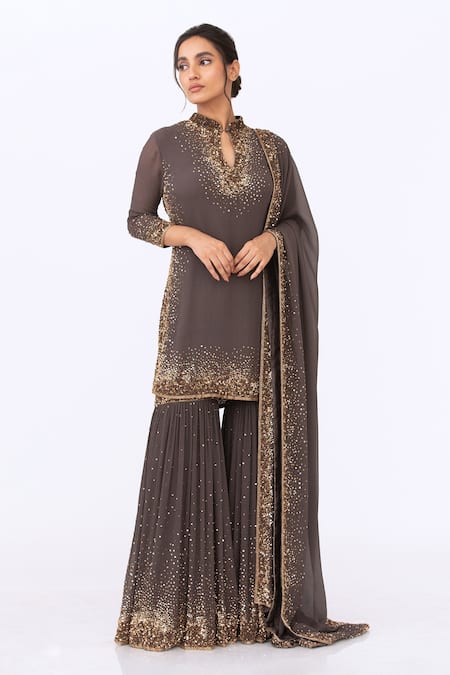 Nakul Sen Chiffon Sequin Embroidered Kurta Set 