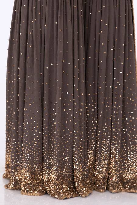 Nakul Sen Grey Chiffon Sequin Mandarin Collar Embroidered Kurta Set at Aza Fashions Nakul Sen_Grey Chiffon Sequin Mandarin Collar Embroidered Kurta Set _at_Aza_Fashions