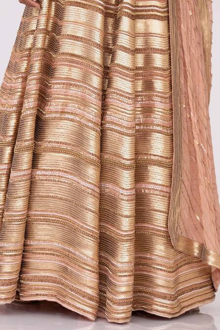 Shop_Nakul Sen_Pink Chiffon Sequin Round Embroidered Lehenga Set _Online_at_Aza_Fashions