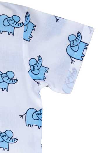 Shop Little Stars Blue Cotton Elephant Print Night Suit Set Online at Aza Fashions Shop_Little Stars_Blue Cotton Elephant Print Night Suit Set _Online_at_Aza_Fashions