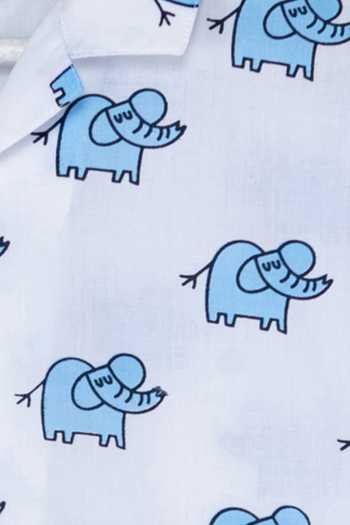 Little Stars Blue Cotton Elephant Print Night Suit Set at Aza Fashions Little Stars_Blue Cotton Elephant Print Night Suit Set _at_Aza_Fashions