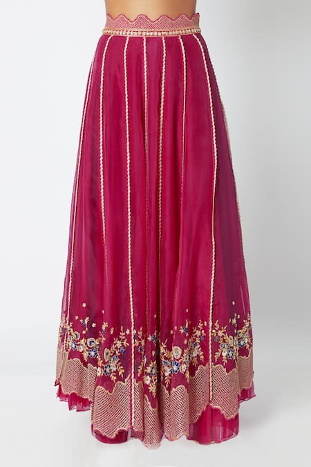 Buy_Nadima Saqib_Pink Organza, Pure Round Embroidered Bridal Lehenga Set _Online_at_Aza_Fashions