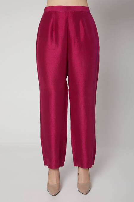 Buy_Nadima Saqib_Pink Organza, Dupion Silk Round Embroidered Kurta Set _Online_at_Aza_Fashions