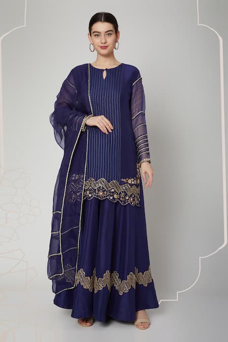 Nadima Saqib Silk Embroidered Kurta Lehenga Set 