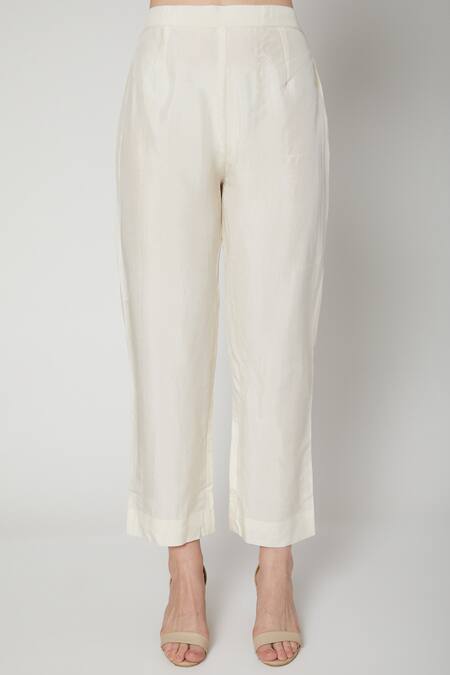 Buy Nadima Saqib White Georgette, Chanderi Silk Round Kurta Set Online at Aza Fashions Buy_Nadima Saqib_White Georgette, Chanderi Silk Round Kurta Set _Online_at_Aza_Fashions