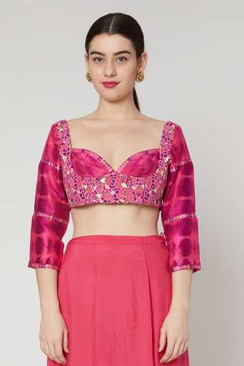 Nadima Saqib_Purple Dupion Silk Sweetheart Neck Embroidered Blouse_Online_at_Aza_Fashions