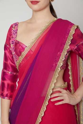 Buy_Nadima Saqib_Purple Dupion Silk Sweetheart Neck Embroidered Blouse_Online_at_Aza_Fashions