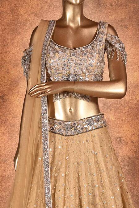 Buy_Neeta Lulla_Gold Net Embroidered Lehenga Set_Online_at_Aza_Fashions