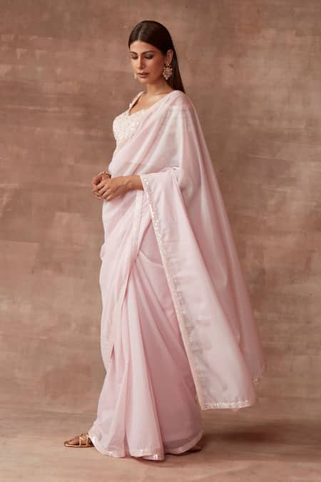 Neeta Lulla Purple Organza Embellished Sequin Sweetheart Jasmine Border Saree With Blouse Online at Aza Fashions Neeta Lulla_Purple Organza Embellished Sequin Sweetheart Jasmine Border Saree With Blouse_Online_at_Aza_Fashions