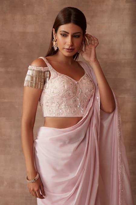 Shop Neeta Lulla Purple Organza Embellished Sequin Sweetheart Jasmine Border Saree With Blouse Online at Aza Fashions Shop_Neeta Lulla_Purple Organza Embellished Sequin Sweetheart Jasmine Border Saree With Blouse_Online_at_Aza_Fashions