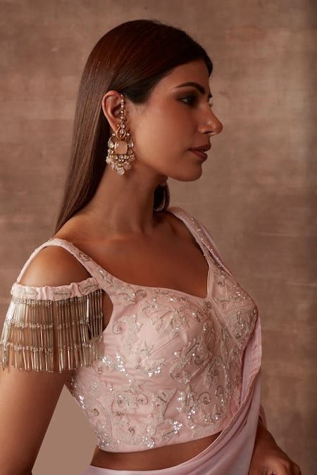 Neeta Lulla Purple Organza Embellished Sequin Sweetheart Jasmine Border Saree With Blouse at Aza Fashions Neeta Lulla_Purple Organza Embellished Sequin Sweetheart Jasmine Border Saree With Blouse_at_Aza_Fashions