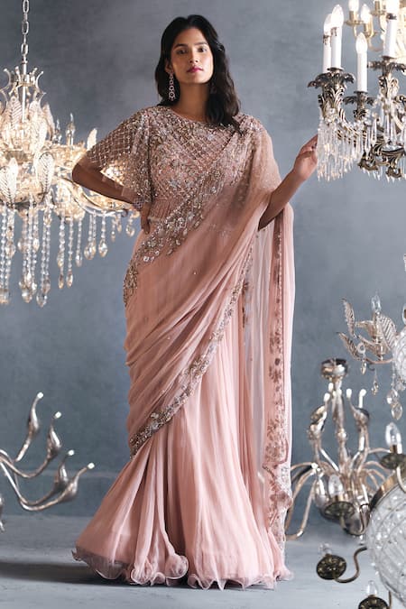 Velvet saree gown – Ricco India