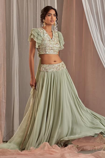 NIDHIKA SHEKHAR Floral Embroidered Lehenga Set 