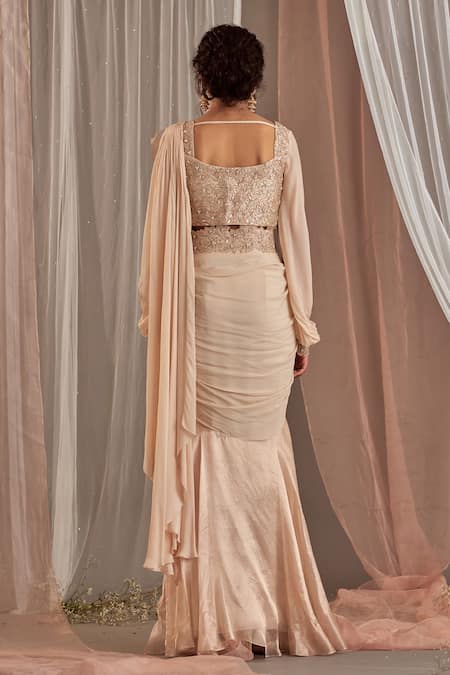 Nidhika Shekhar Ruffle Pre-Draped Saree With Blouse 