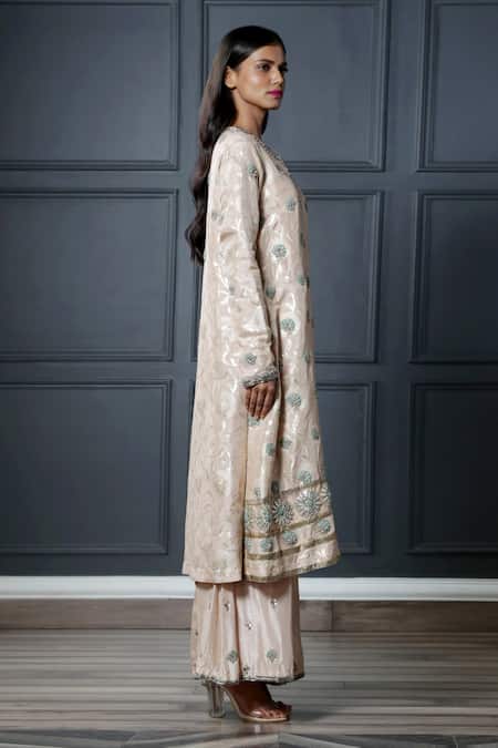 Nandita Thirani Pink Brocade Round Kurta And Palazzo Set Online at Aza Fashions Nandita Thirani_Pink Brocade Round Kurta And Palazzo Set _Online_at_Aza_Fashions