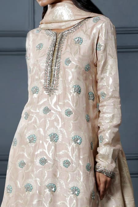 Buy Nandita Thirani Pink Brocade Round Kurta And Palazzo Set Online at Aza Fashions Buy_Nandita Thirani_Pink Brocade Round Kurta And Palazzo Set _Online_at_Aza_Fashions