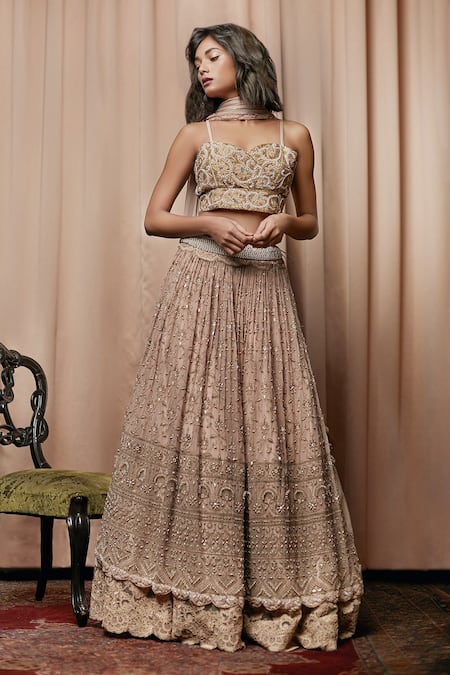 Nandita Thirani Silk Embroidered Bridal Lehenga Set 