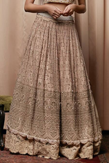 Nandita Thirani Beige Georgette, Dupion , 100% , Embroidered Bridal Lehenga Set Online at Aza Fashions Nandita Thirani_Beige Georgette, Dupion , 100% , Embroidered Bridal Lehenga Set _Online_at_Aza_Fashions