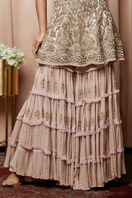 Buy Nandita Thirani Pink Net, Chiffon Round Embroidered Kurta And Sharara Set Online at Aza Fashions Buy_Nandita Thirani_Pink Net, Chiffon Round Embroidered Kurta And Sharara Set _Online_at_Aza_Fashions