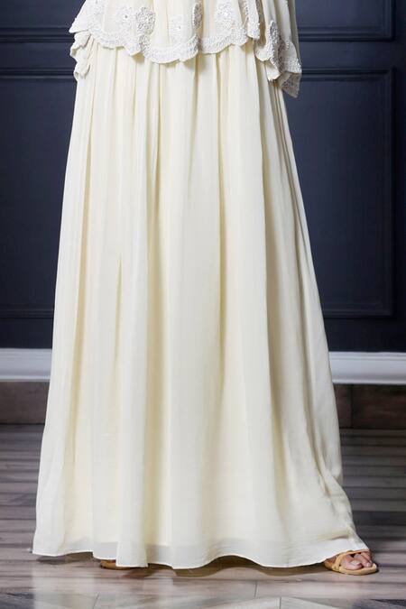 Buy_Nandita Thirani_White Georgette Round Layered Gown _Online_at_Aza_Fashions