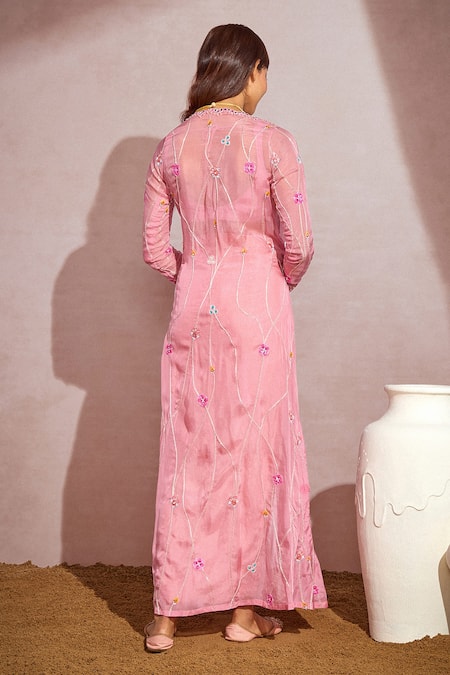 Aneesh Agarwaal Embroidered Jacket & Draped Skirt Set 