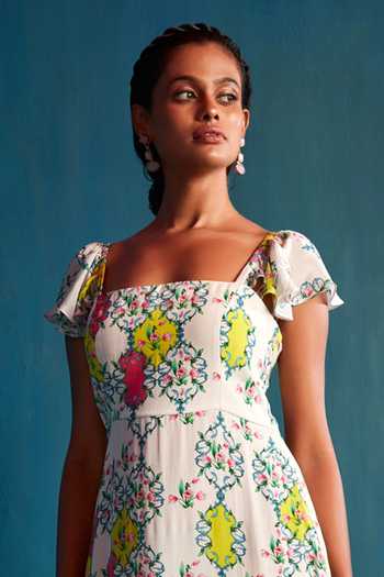 Shop Nautanky White Crepe Square Neck Printed Maxi Dress Online at Aza Fashions Shop_Nautanky_White Crepe Square Neck Printed Maxi Dress _Online_at_Aza_Fashions